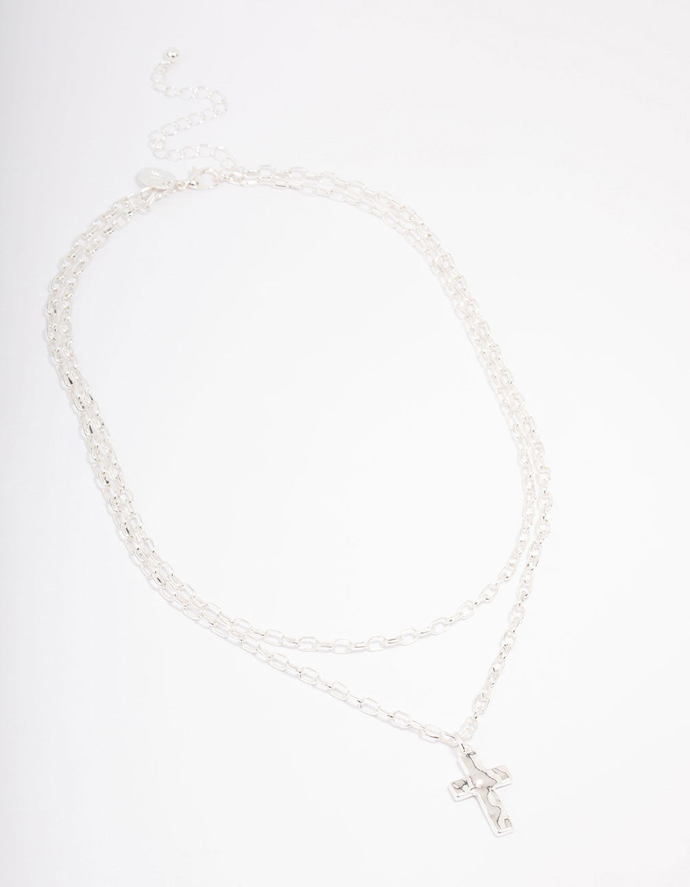 Silver Plated Chunky Cross Layered Necklace