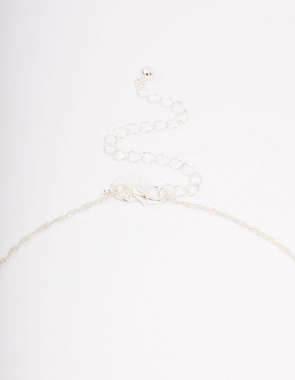 Silver Plated Diamante Cross Pendant Necklace & Stud Earring Set