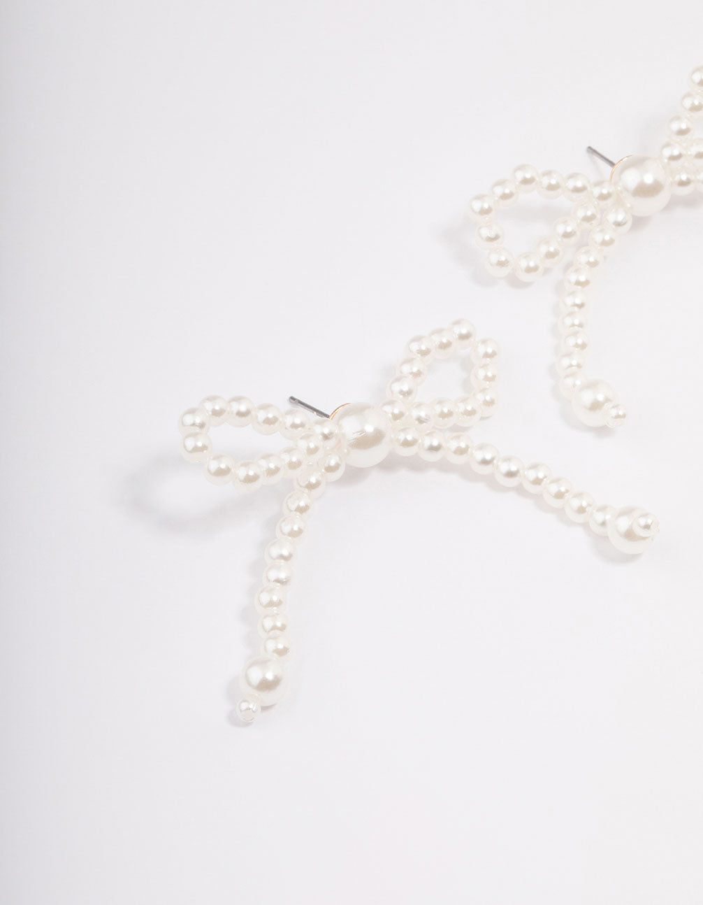 Gold Pearly Bow Stud Earrings