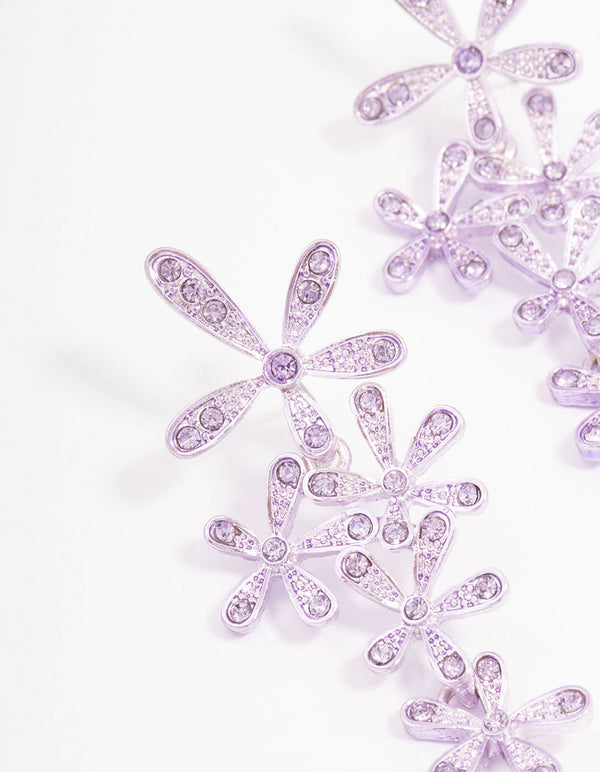 Lilac Flower Cluster Drop Earrings
