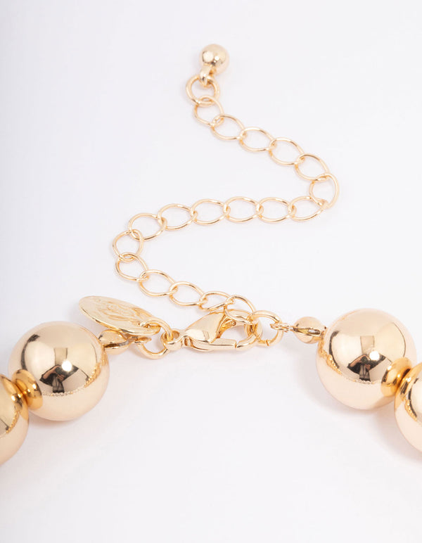 Gold Graduating Acrylic Ball Statement Necklace