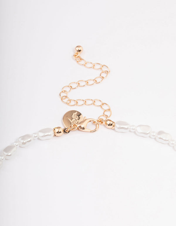 Silver Pearl Chain & Flower Pendant Necklace