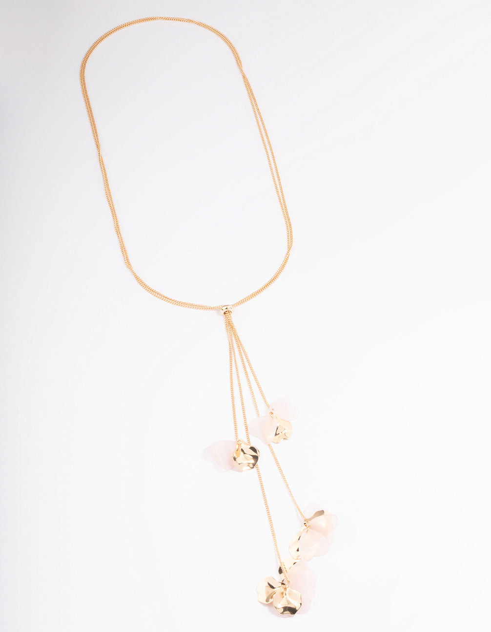 Gold Mixed Petal Toggle Lariat Necklace