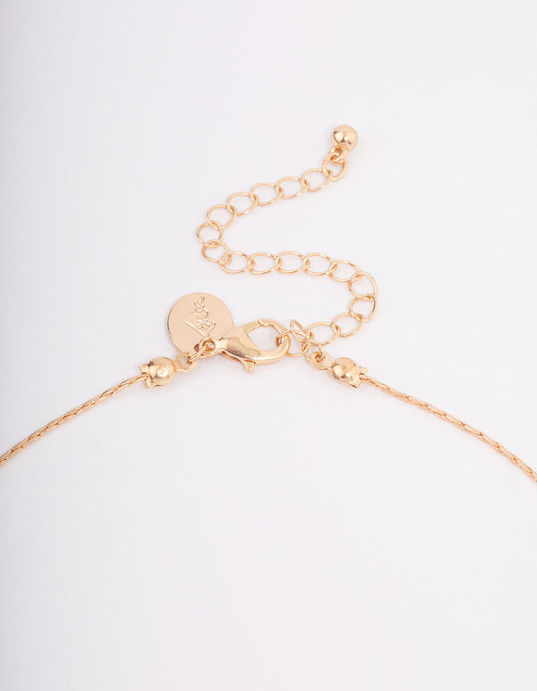 Gold Graduating Detail Flower Lariat Necklace
