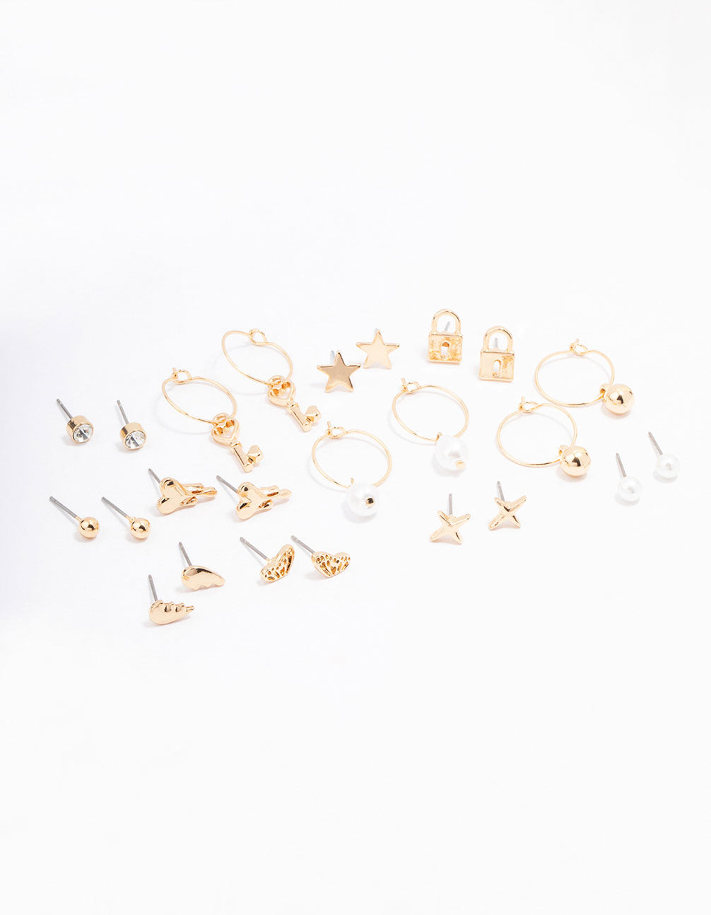 Gold Pearl Drip Heart Earring 12-Pack