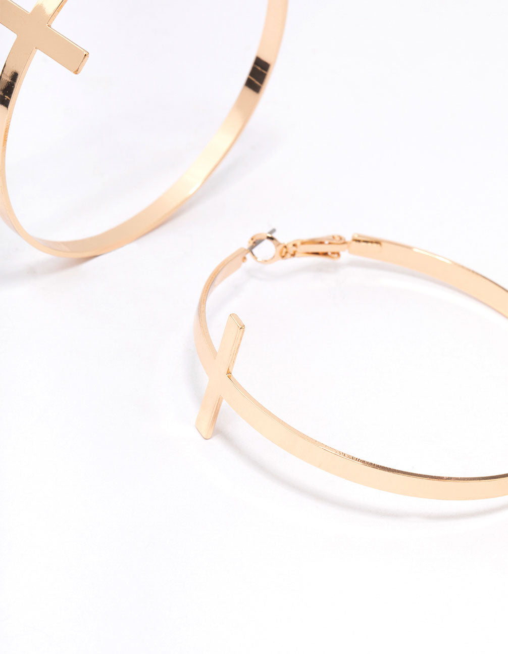 Gold Large Cross Hoop Earrings