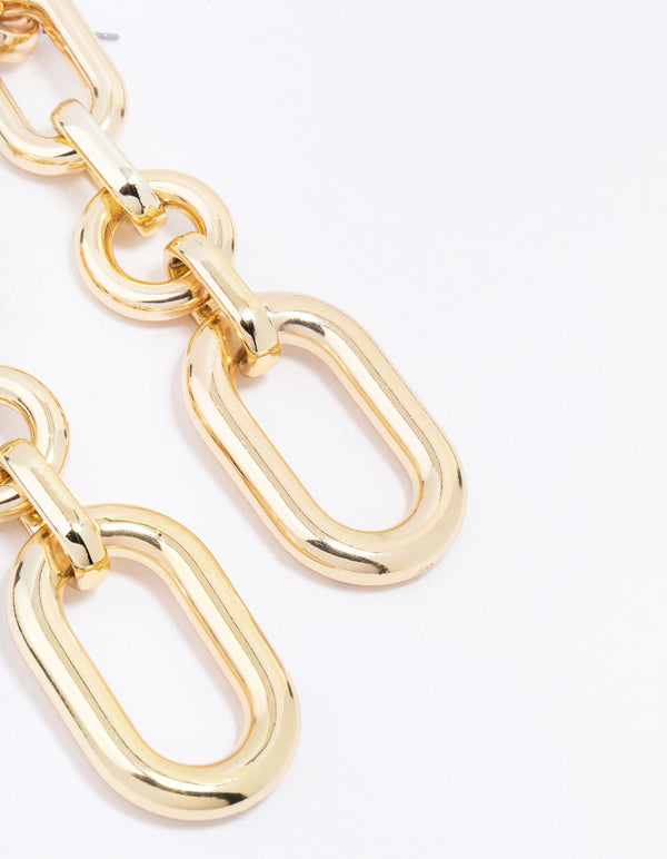 Gold Multi Link Chain Drop Earrings
