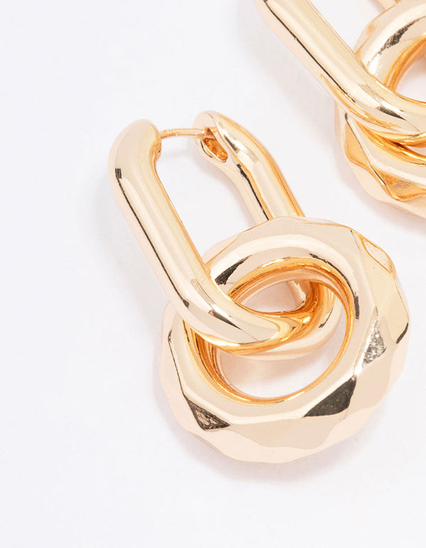 Gold Link Smooth Drop Earrings