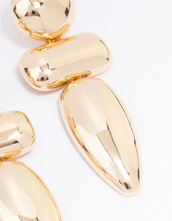 Gold Abstract Disc Drop Earrings