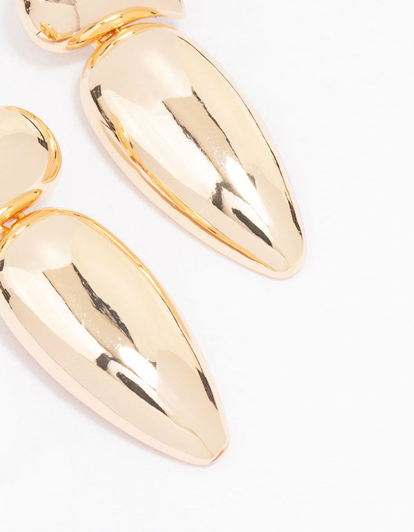 Gold Abstract Disc Drop Earrings