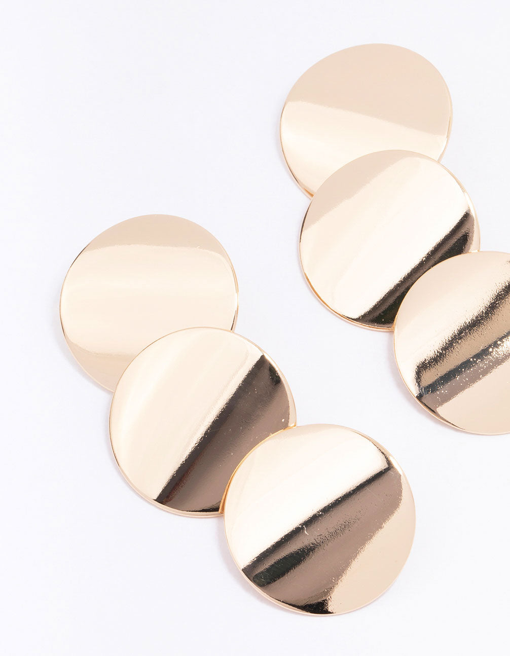 Gold Circle Disc Drop Earrings