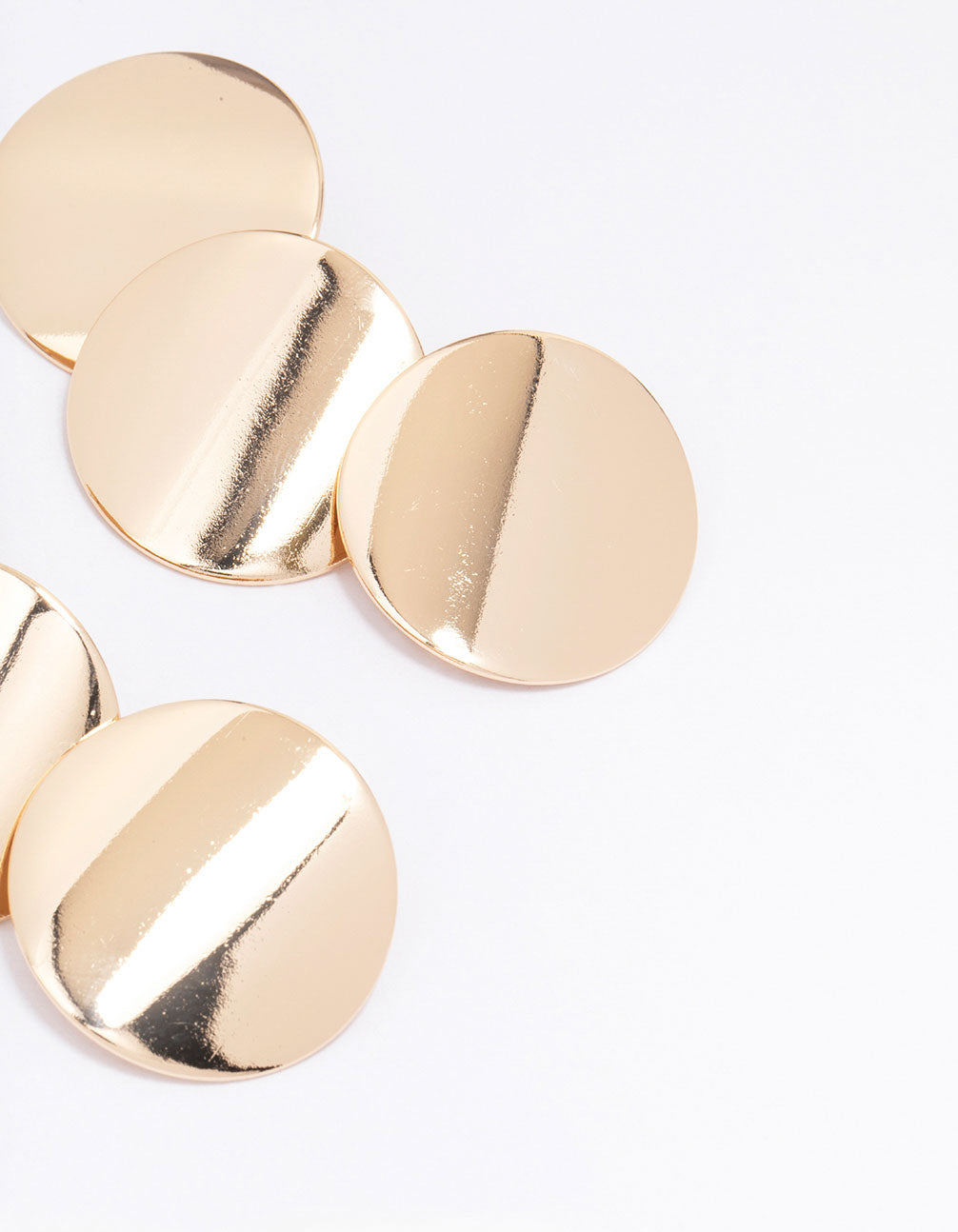 Gold Circle Disc Drop Earrings
