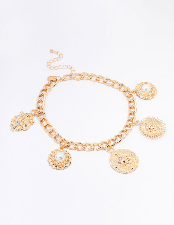 Gold Coin & Pearl Choker Necklace