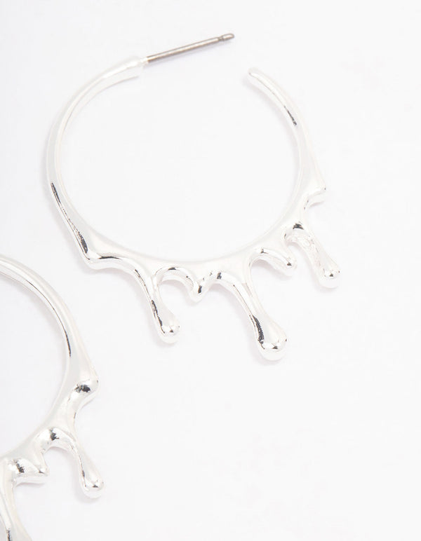 Silver Melting Hoop Earrings