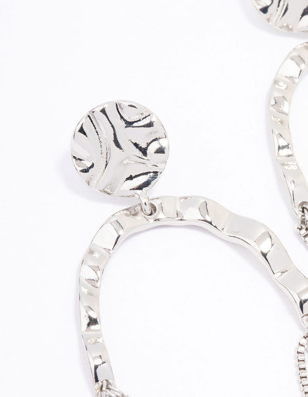 Silver Round Hanging Chain Drop Earrings