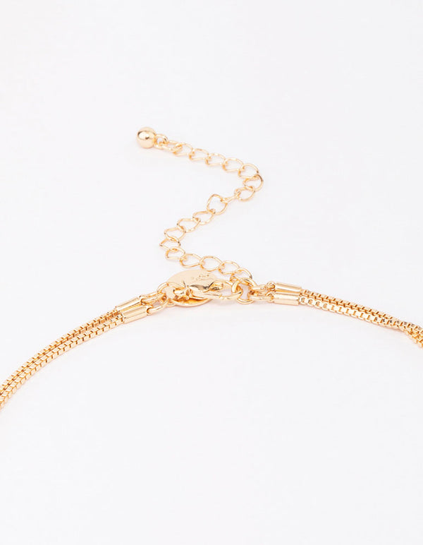 Gold Turquoise Stone Bolo Chain Necklace