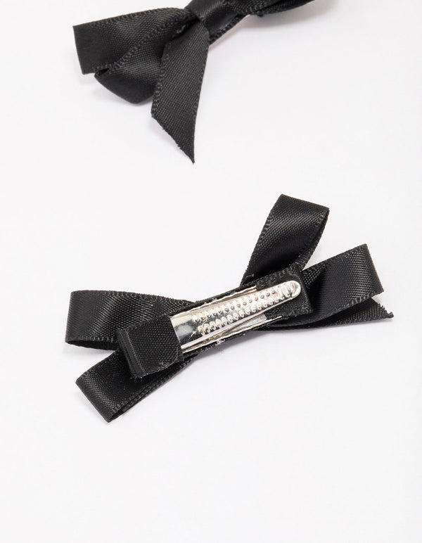 Black Mini Satin Hair Bow Clips 5-Pack