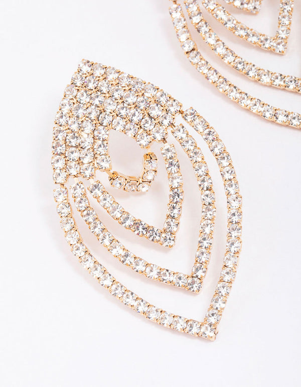 Gold Layered Marquise Drop Earrings