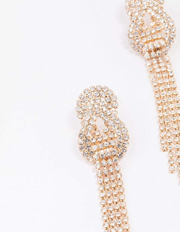 Gold Twisted Cup Chain Drop Earrings