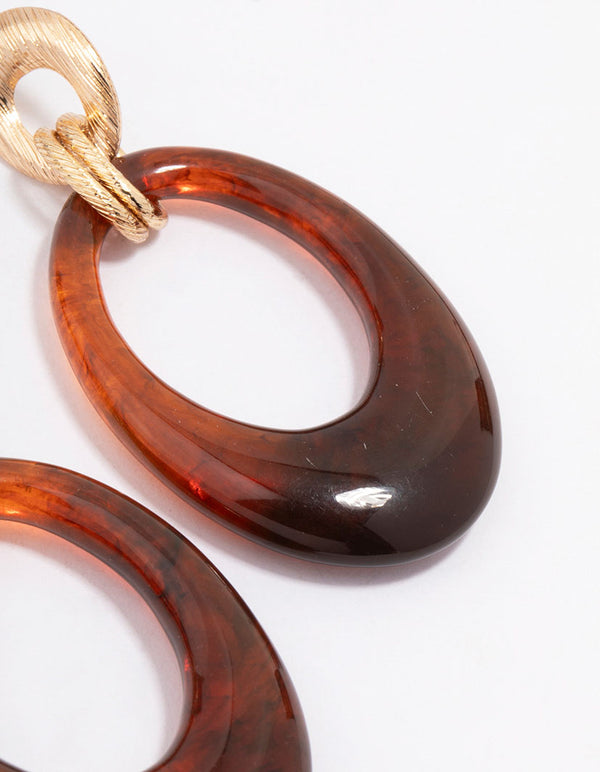 Gold Tortoiseshell Link Drop Earrings