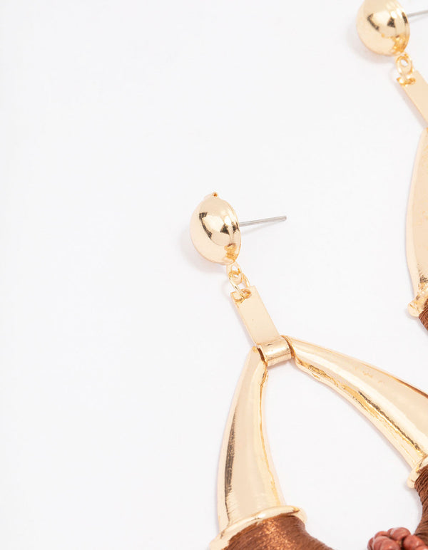 Gold & Brown Drop Earrings