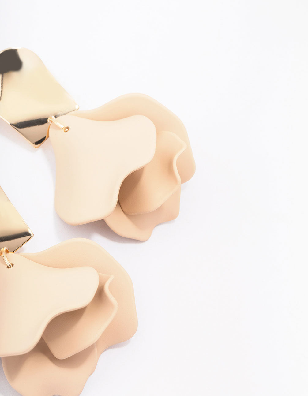 Gold Acrylic Neutral Petal Drop Earrings