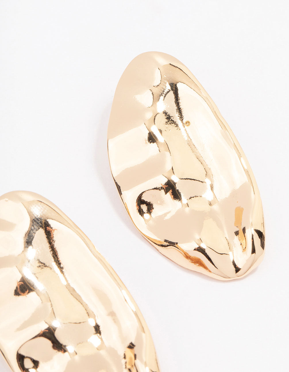 Gold Smooth Oval Drop Earrings