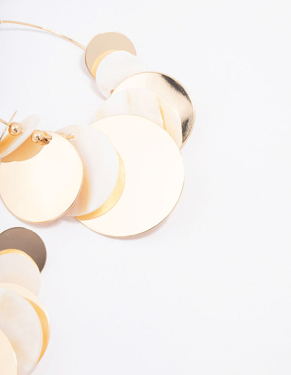 Gold Disc Drop Earrings