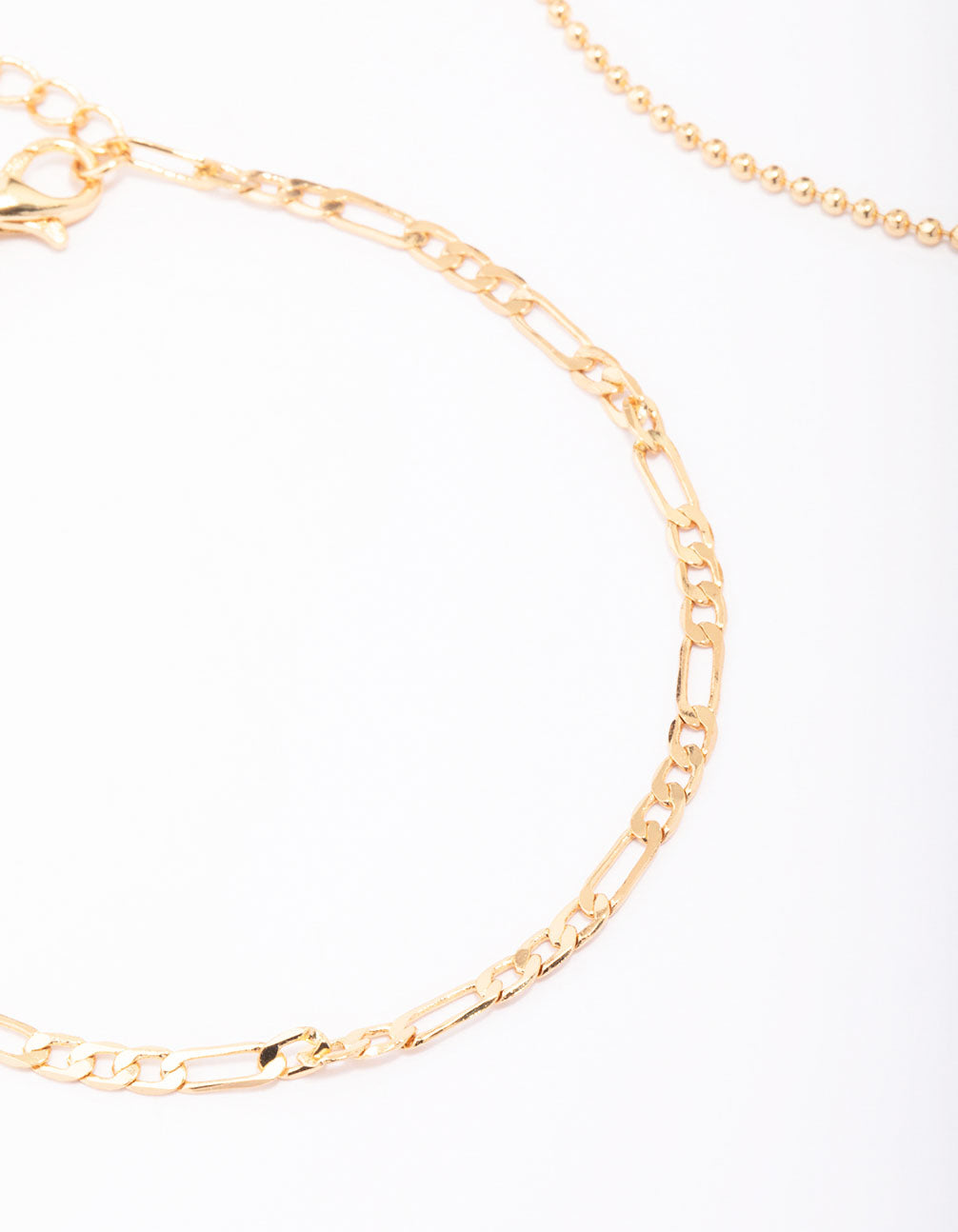 Gold Plated Figaro & Ball Cross Bracelets 2-Packs