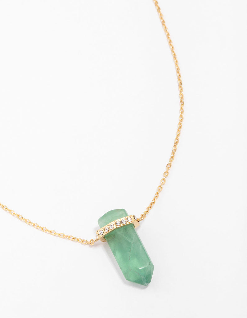 Capsule Crystal Pendant Necklace in Gold