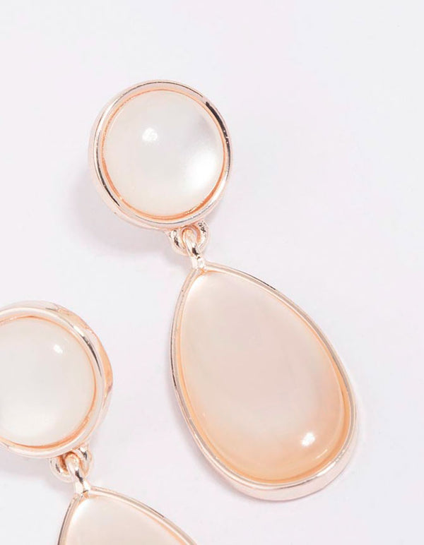 Rose Gold Double Cat Eye Drop Earrings