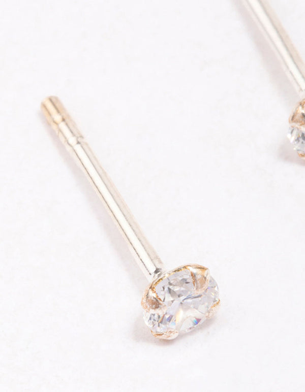 Sterling Silver Baby Cubic Zirconia Stud Earrings
