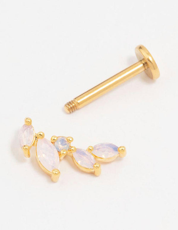 Gold Plated Surgical Steel Marquise Crawler Flat Back