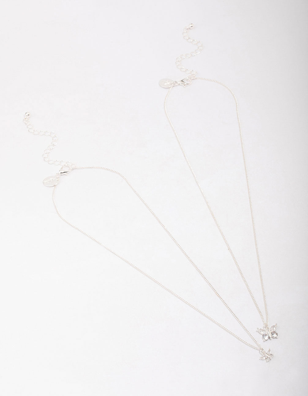 Silver Plated Link Butterfly Pendant Necklace Pack