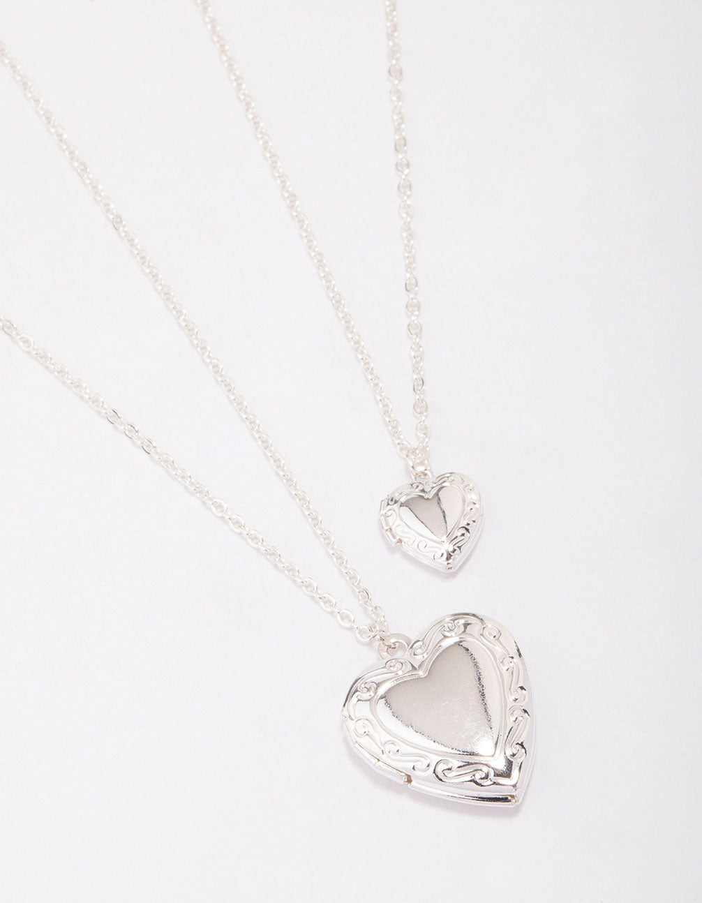 Silver Plated Ornate Heart Pendant Necklace Pack