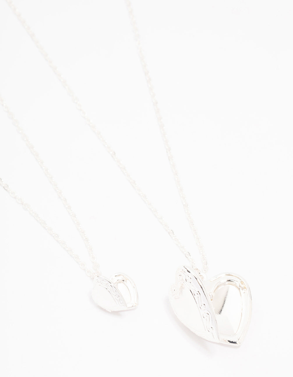 Silver Plated Ornate Heart Pendant Necklace Pack
