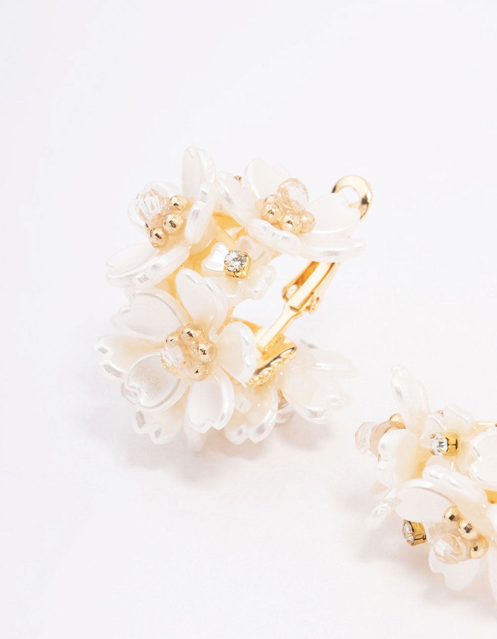 Gold Plated Flower Cluster Hoop Earrings