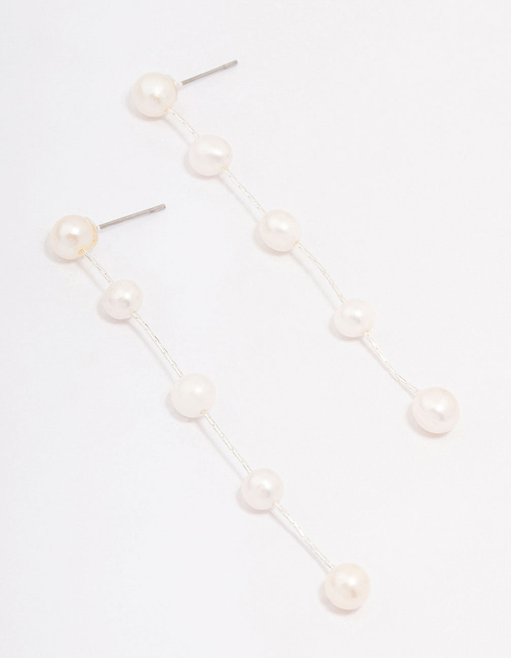 Silver Plated Freshwater Pearl Long Drop Earrings