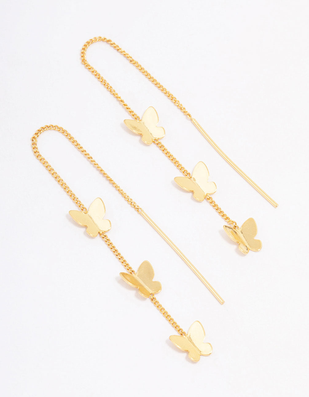Gold Plated Butterfly Trio Drop Earrings