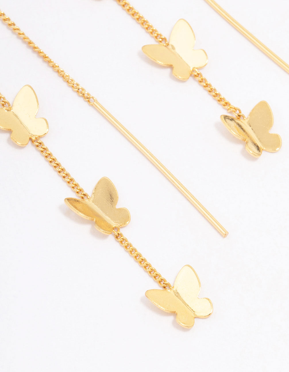 Gold Plated Butterfly Trio Drop Earrings