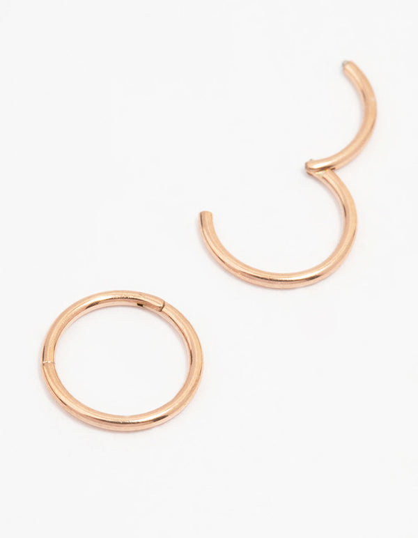 Rose Gold Plated Surgical Steel Plain Sleeper Earrings 7mm