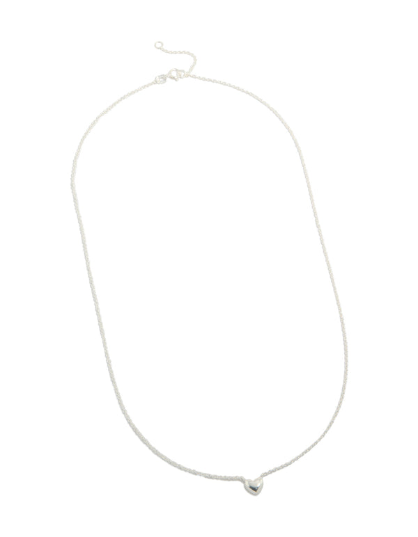 Sterling Silver Mini Puffy Heart Pendant Necklace