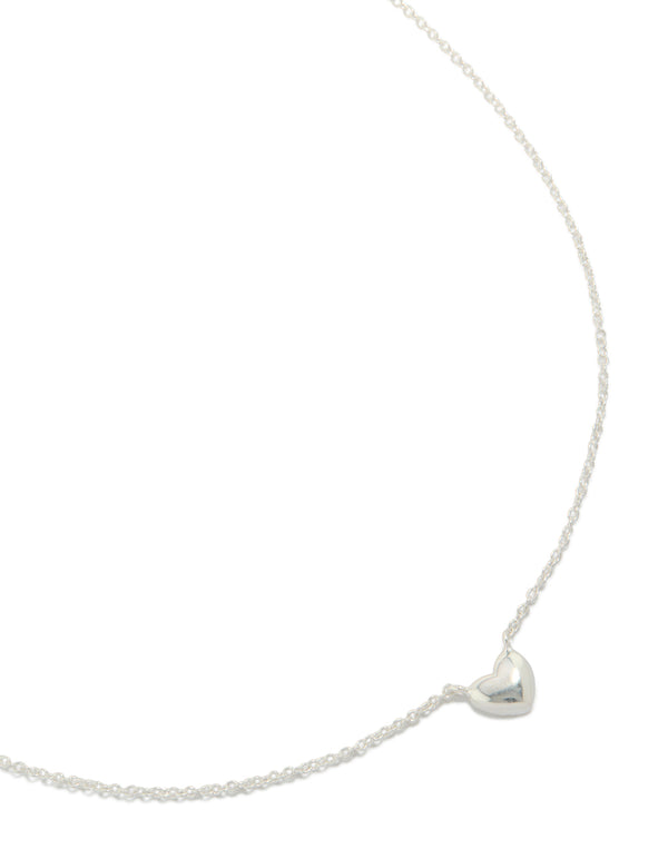 Sterling Silver Mini Puffy Heart Pendant Necklace