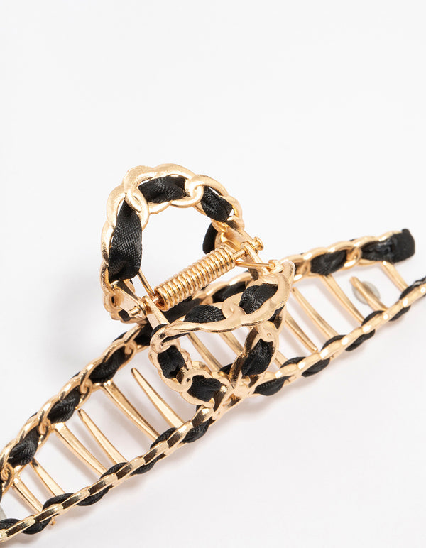 Gold Twisted Fabric Wrap Claw Clip