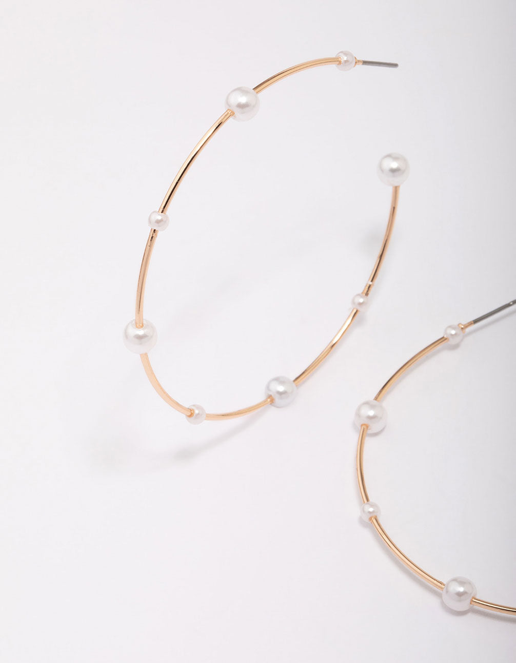 Gold Fine Pearl Hoop Earrings
