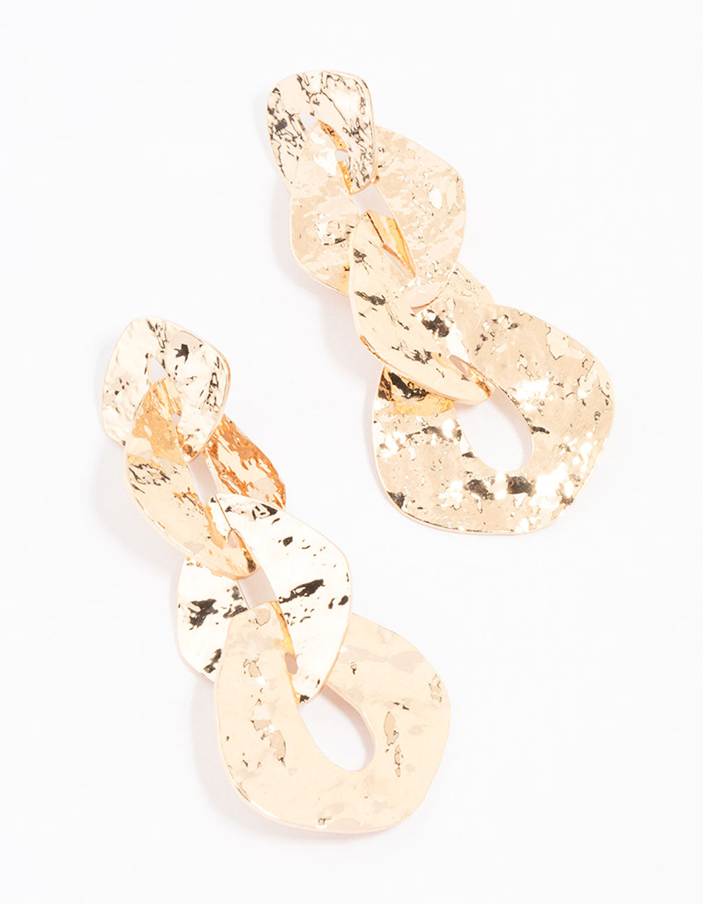 Gold Textured Chain Link Drop Earrings