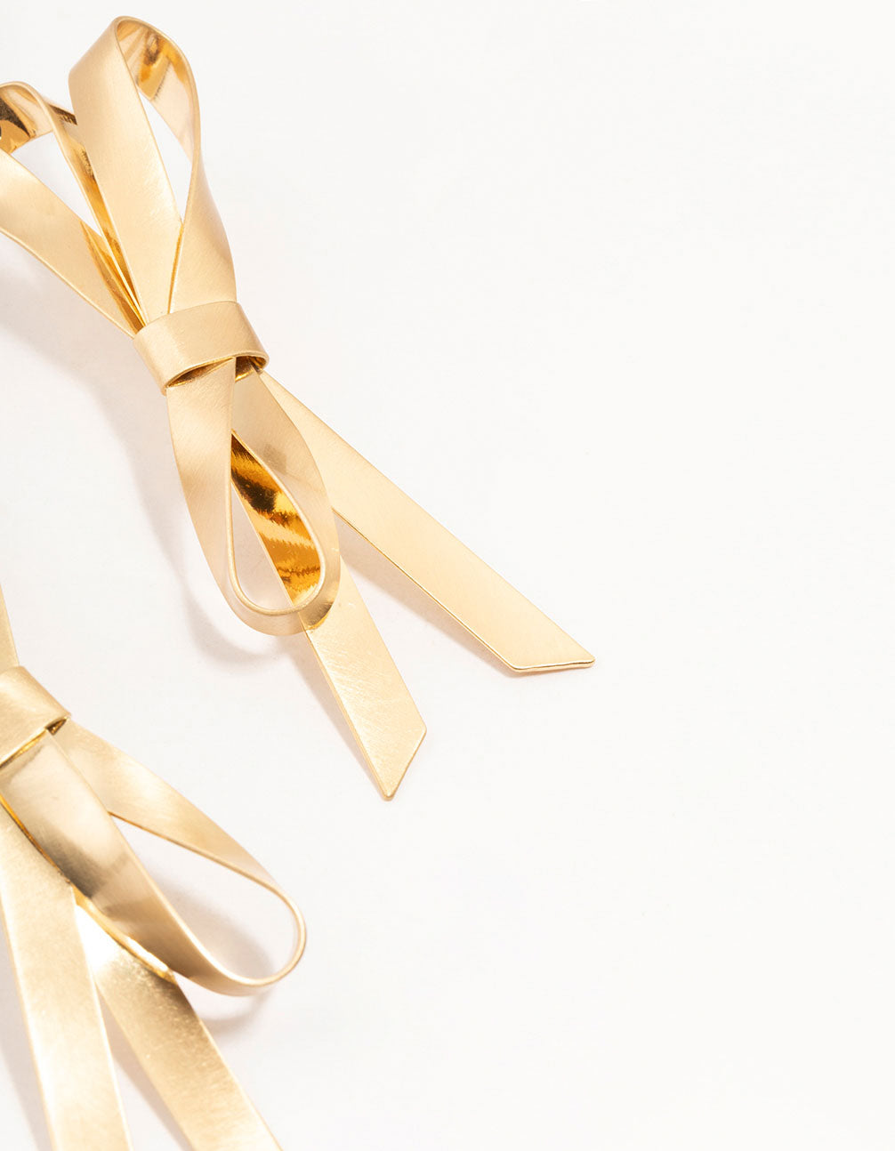 Gold Plated Large Bow Drop Stud Earrings