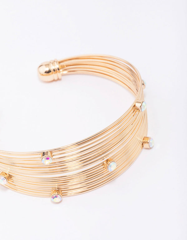 Gold Diamante Sprinkle Wrist Cuff