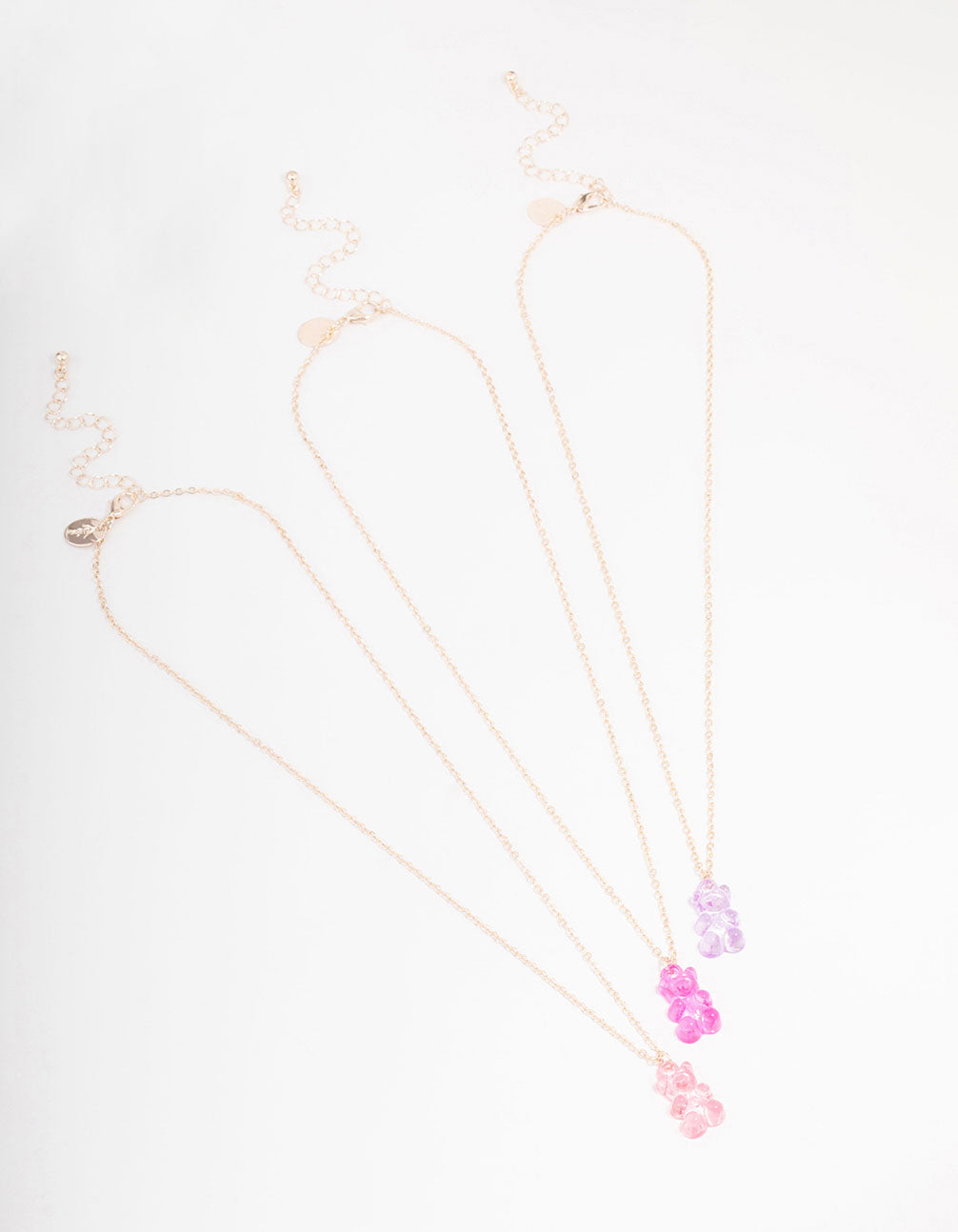 Rose Gold Gummy Bear Pendant Necklace 3-Pack