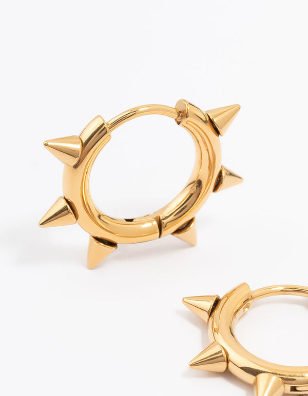 Gold Plated Surgical Steel Classic Spikey Huggie Earrings